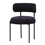 Oscar Black Boucle Dining Chair 45cm Black Boucle Polyester