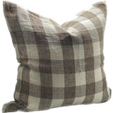 Linen Cushion Cover Ivory / Brown 550x550mm