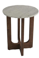 Marble Top Side Table Walnut / Marble