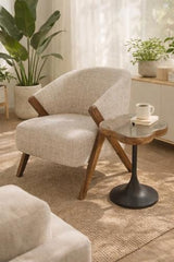 Clover Side Table withglass Lid Walnut / Black 360x325x510mm