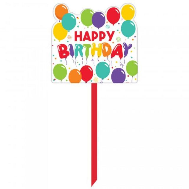 Vibrant Birthday Celebration Yard Sign, 35x38cm, with 63cm stick for outdoor party decor, weather-resistant and eye-catching.