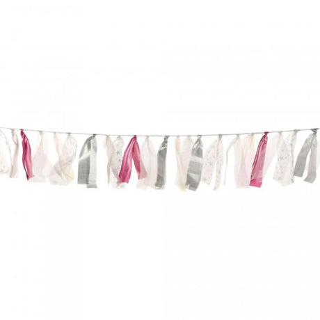 Luminous iridescent tulle ribbon garland, 1.82m, perfect for birthday and party decorations.