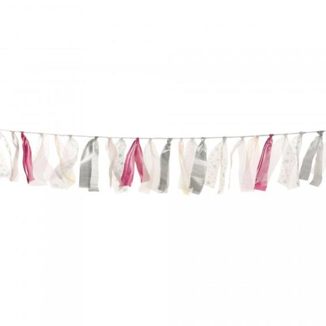 Luminous iridescent tulle ribbon garland, 1.82m, perfect for birthday and party decorations.