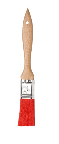 Pastry cooks red brush with nylon bristles, 195mm long, designed for quality baking and cooking.