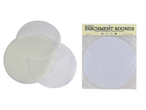 Pack of 24 pre-cut 9-inch parchment rounds for effortless baking and non-stick results, ideal for cakes and pastries.