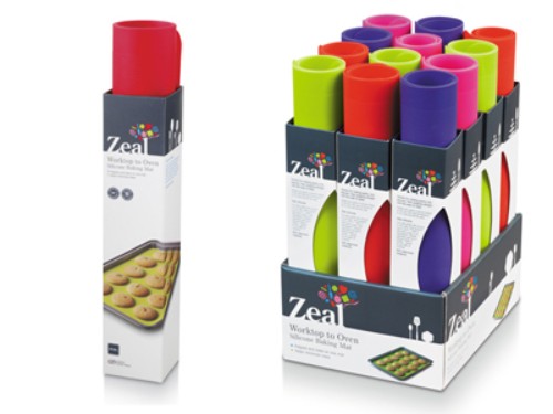 Silicone baking mat in random colors, non-stick, heat-resistant up to 450°F, perfect for cookies and counter protection.