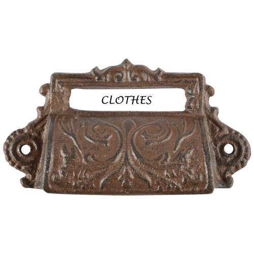 Draw Pull w/ Label Holder - Cast Iron (Set of 6 Assorted)