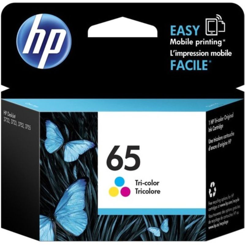 HP 65 Tri-Colour Ink Cartridge - Original Inkjet Cartridge for Up to 100 Pages - Compatible with HP Printers