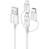 Alogic 3-in-1 USB-A Combo Cable: Micro USB, Lightning & USB-C - 30 cm for All Devices