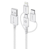 Alogic 3-in-1 USB-A Combo Cable: Micro USB, Lightning & USB-C - 30 cm for All Devices