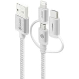 Alogic 3-in-1 USB-A Combo Cable: Micro USB, Lightning & USB-C - 30 cm for All Devices