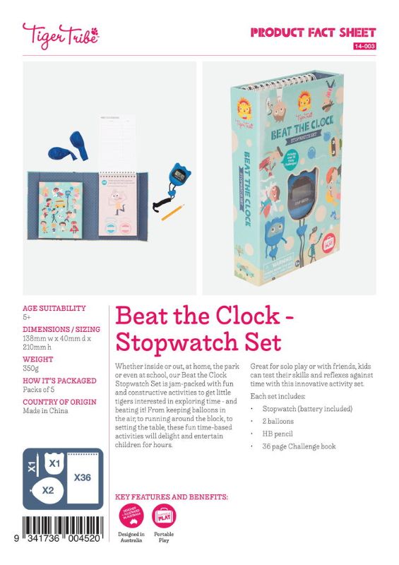 Stopwatch Set - Beat the Clock - Tiger Tribe