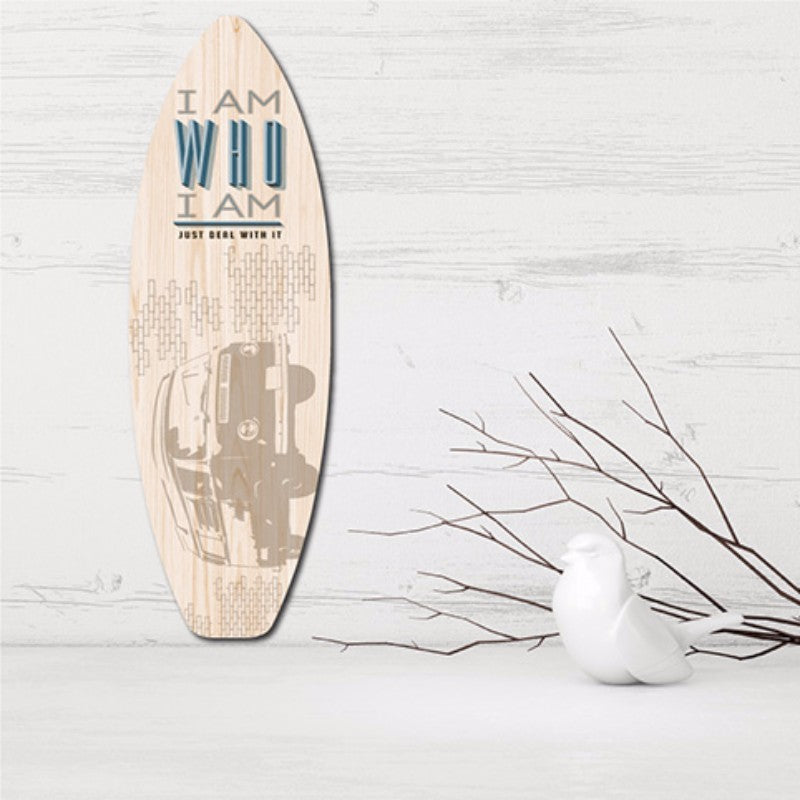 Ply Surfboard Art featuring a retro Combi Van design, perfect for surf lovers and vintage decor enthusiasts.