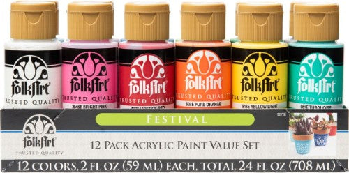 Folk Art Acrylic Paint 2oz/59ml Festival - Set Of 12