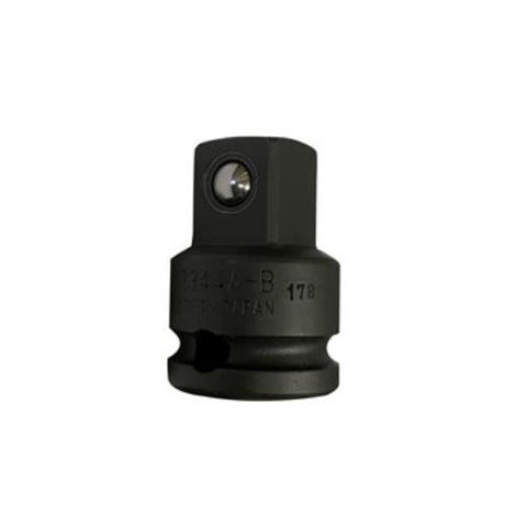 Koken 13344A-B Impact Adaptor, 3/8"F x 1/2"M with spring-loaded ball for secure socket connections.