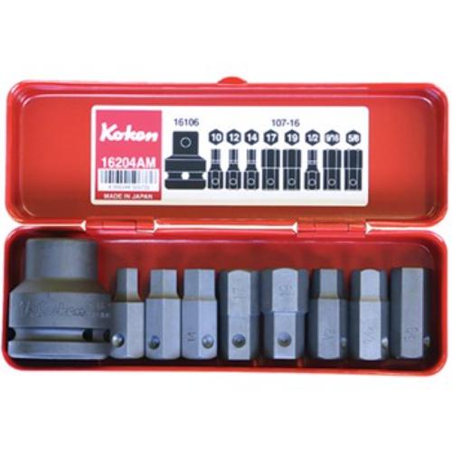 Koken 16204AM Impact Hex Bit Socket Set 9pc 3/4"Dr (Contains Bit Holder, 107-16
