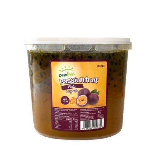 Pulp Passionfruit by Dewfresh, 2.7KG pack of pure passionfruit puree for baking and topping treats, made in New Zealand.