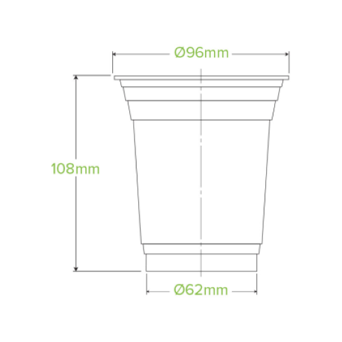 Cup Bioplastic 420ml Clear (97dia x 108mm H) - Biopak - 50PC