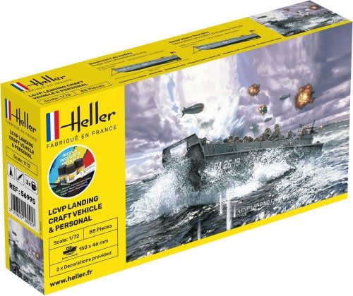 Plastic Model Kit - HELLER STARTER KIT LCVP LANDUNGSBOOT + FIGURES