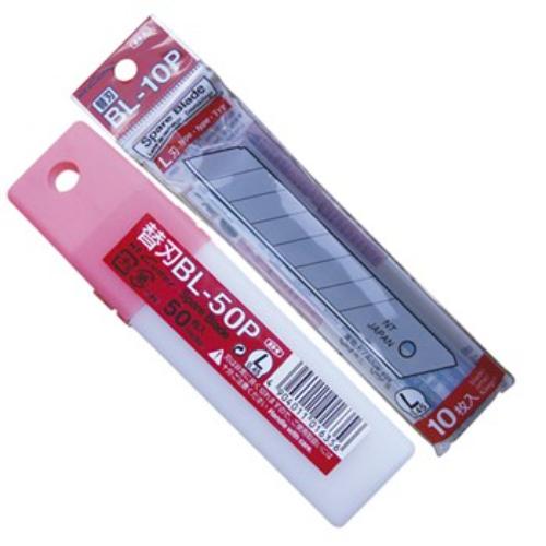 Pack of 50 NT Cutter 18mm snap-off blades made from high-quality carbon tool steel for precision cutting.