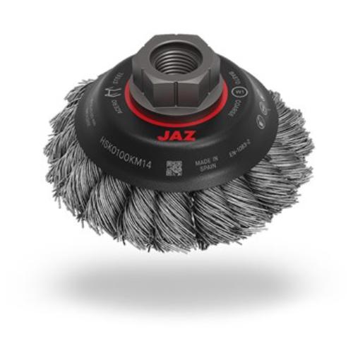 Jaz Bevelled Brush, 100mm, high-speed tool for precision work, designed for mini-grinders, ideal for metal and maintenance tasks.