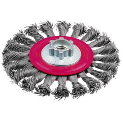 Jaz Wire Wheel Twist Knot, 115mm, efficient metalwork tool for cleaning and deburring with M14 mount compatibility.