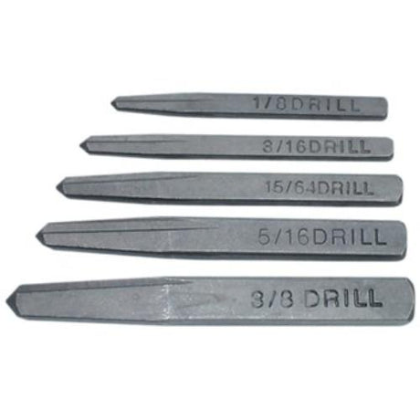 AmPro Screw Extractor Set of 5, made from Chrome Molybdenum steel, for easy removal of broken screws and bolts.