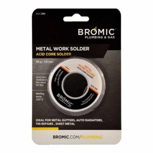 Bromic BSAC300 metal solder, 85g, 1.6mm acid core design for seamless metal repairs without flux.
