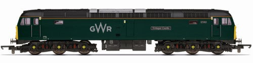 Hornby Trains RailRd Plus GWR Class 57 57603 'Tintagel Castle' model in 1:76 scale, showcasing detailed Co-Co design.