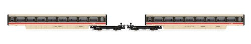 Hornby BR Class 370 Advanced Passenger Train TS model, featuring two detailed Trailer Second coaches, Era 7 design.
