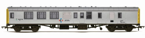 Hornby Balfour Beatty Mk1 BSK Staff Coach model, showcasing detailed Era 9 design and robust build for railway enthusiasts.