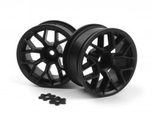High-performance 9mm offset black wheels for 1/10 scale RC cars, enhancing stability and handling on any terrain.