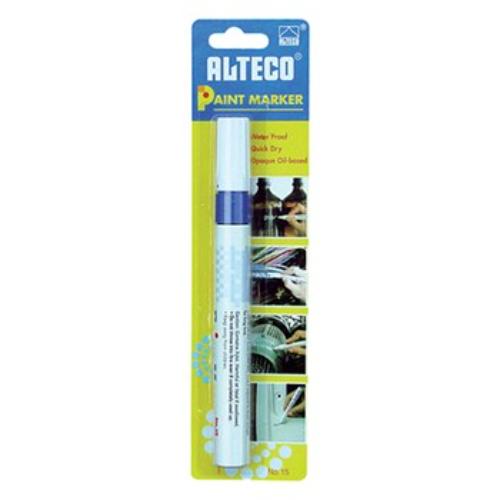 Alteco Paint Marker Blue in blister pack, ideal for vibrant markings on various surfaces, quick-drying and water-resistant.