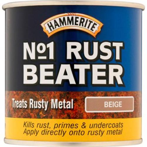 Hammerite #1 Rustbeater 250ml in Beige, a rust-killing primer and undercoat for metal surfaces, ensuring robust protection.