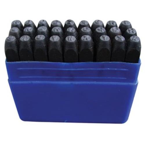 Ozar Letter Punch Set 3.2mm, 27 durable carbon steel punches for crafting letters on leather, metal, wood, and cardstock.