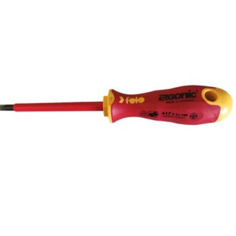 Felo 417 Ergonic Insulated Plus/Minus Screwdriver, size Z2, ergonomic handle, VDE certified for safety up to 1,000V.