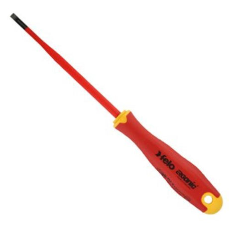 Felo 418 Ergonic E-slim Screwdriver with insulated Torx T20 tip, 125mm length, ergonomic design for precision and comfort.