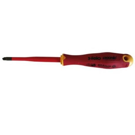 Felo 417 Ergonic E/Slim screwdriver with insulated blade, ergonomic handle, and anti-roll design for precision and safety.