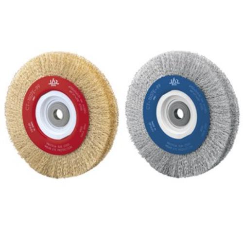 Jaz Wire Wheel, 125mm, crimped design for cleaning rust, paint; multi-fit bore, durable steel wire for effective surface processing.