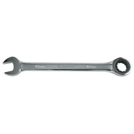 AmPro 21mm geared wrench with mirror finish, 72-tooth mechanism for tight spaces and optimal grip on fasteners.