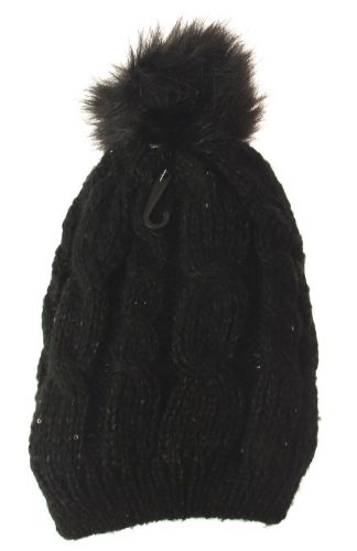 Beanie With Sequins & Lining - Black