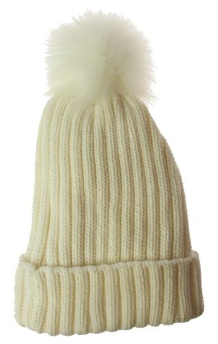 Solid Knit Stripe Beanie - Cream