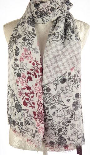 Scarf - Burgundy Floral Gingham
