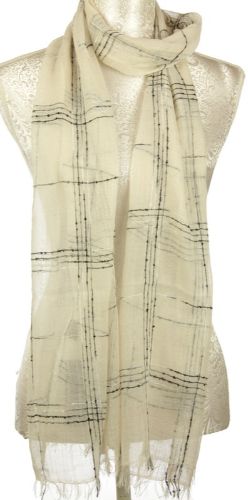 Scarf - Textured Grid Scarf - Cream