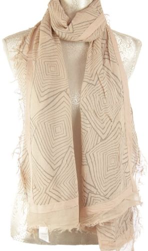 Scarf - Geometric With Ribbon Edge - Pink
