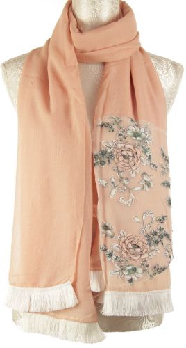 Scarf - Lace Flower Patcher Scarf - Peach