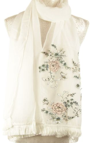 Scarf - Lace Flower Patcher Scarf - White