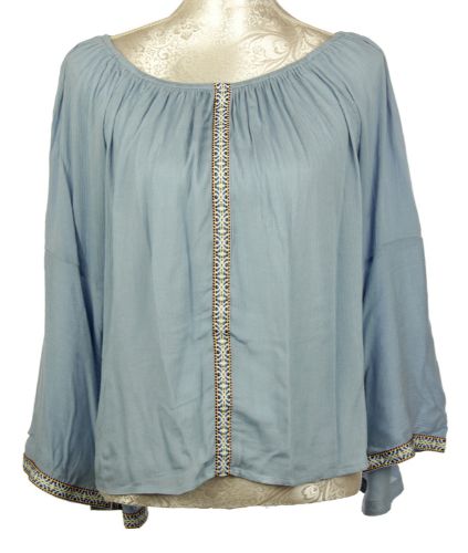 Top With Ribbon Trims - Blue