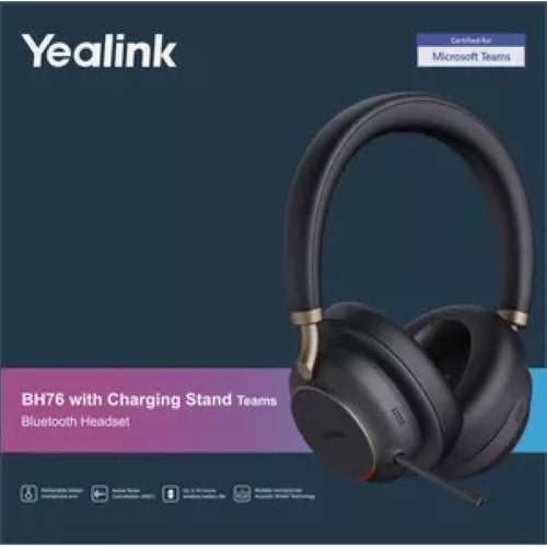 Yealink BH76 Plus Dual Teams Bluetooth Headset with Noise Cancellation & USB-A Connectivity