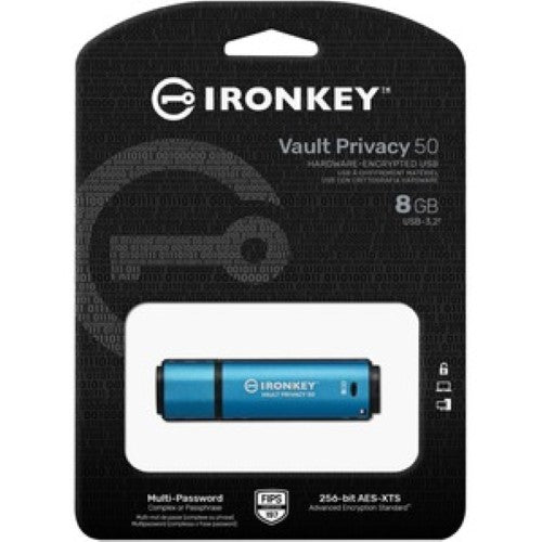 Secure Kingston IronKey Vault Privacy 50 8GB Flash Drive - AES-256 Hardware Encryption